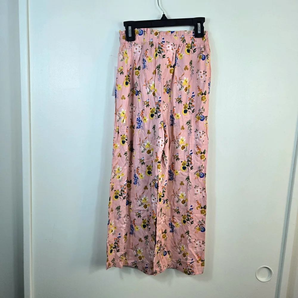 Rare Editions Girls Pink Floral Wide Leg High Waist Boho‎ Palazzo Pants 8 NEW